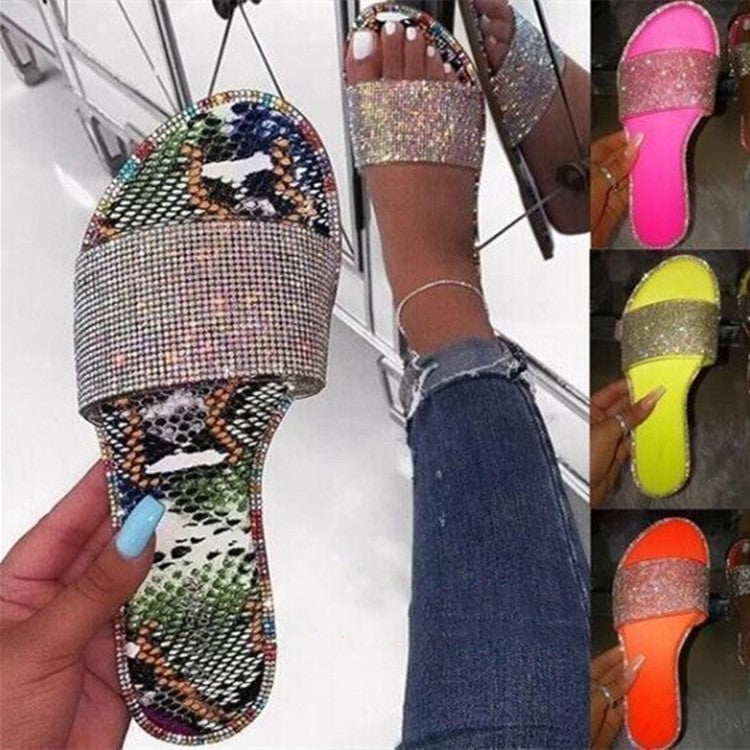 Jennifer – Grandes sandales strass et mules pour femmes à talon bas