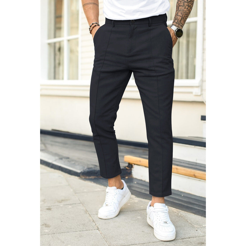 Frank – Pantalon de Costume Confortable pour Homme avec Double Ligne de Pli en Uni