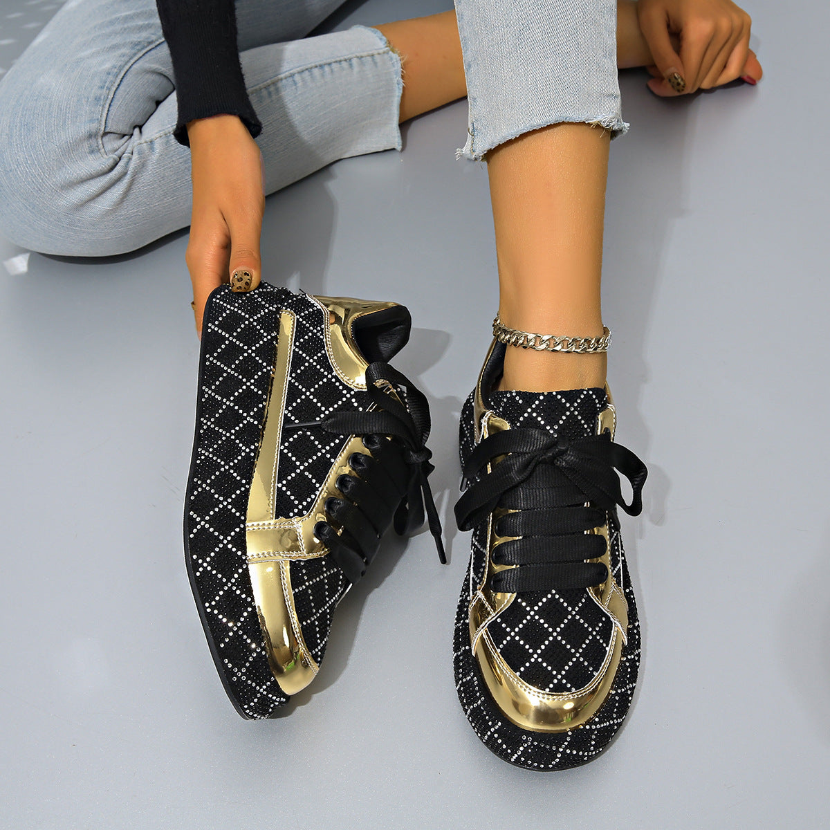 Kathleen – Baskets polyvalentes avec strass et semelle épaisse
