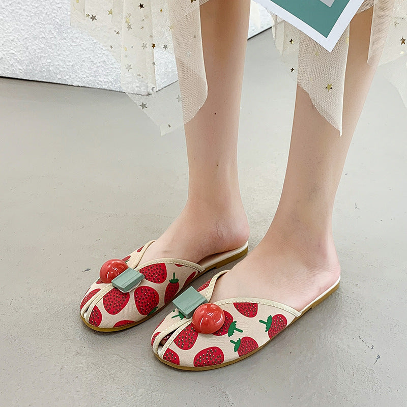 Miranda – Sandales Plates avec Bout Cerise