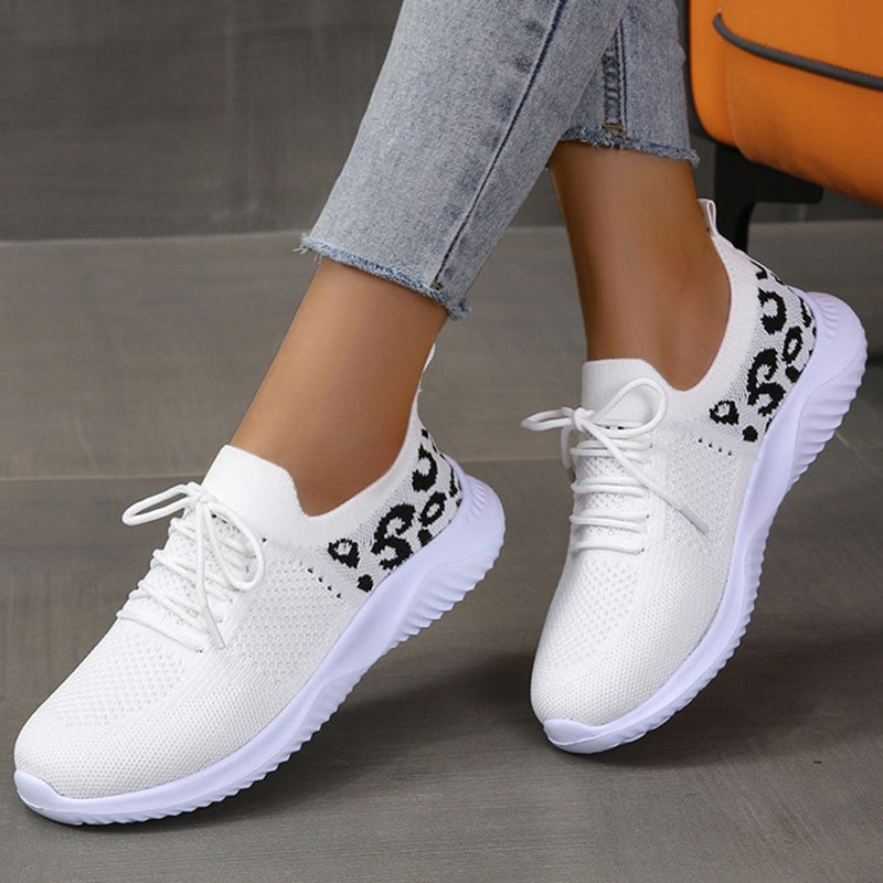 Sandra – Sneakers à Lacets Motif Léopard pour Femmes