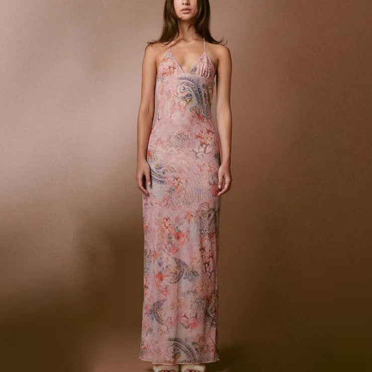 Joy – Robe Sexy Ajustée avec Imprimé Floral et Bretelles Spaghetti