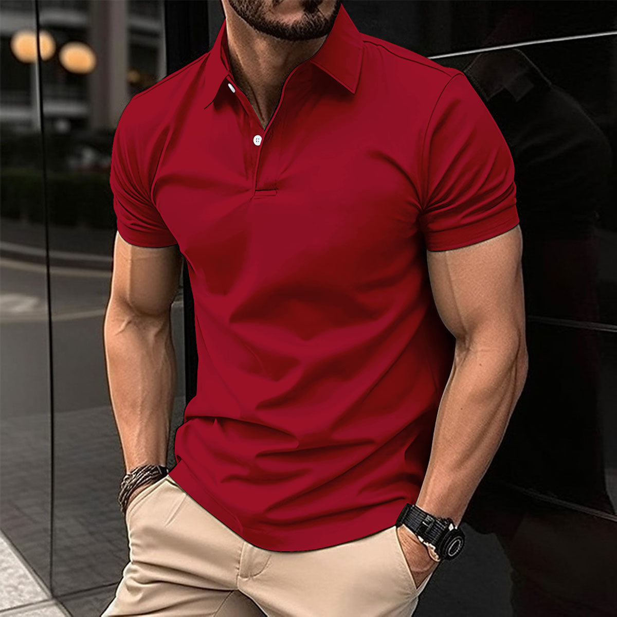 Fred – Polo à Manches Courtes pour Hommes en Couleurs Unies