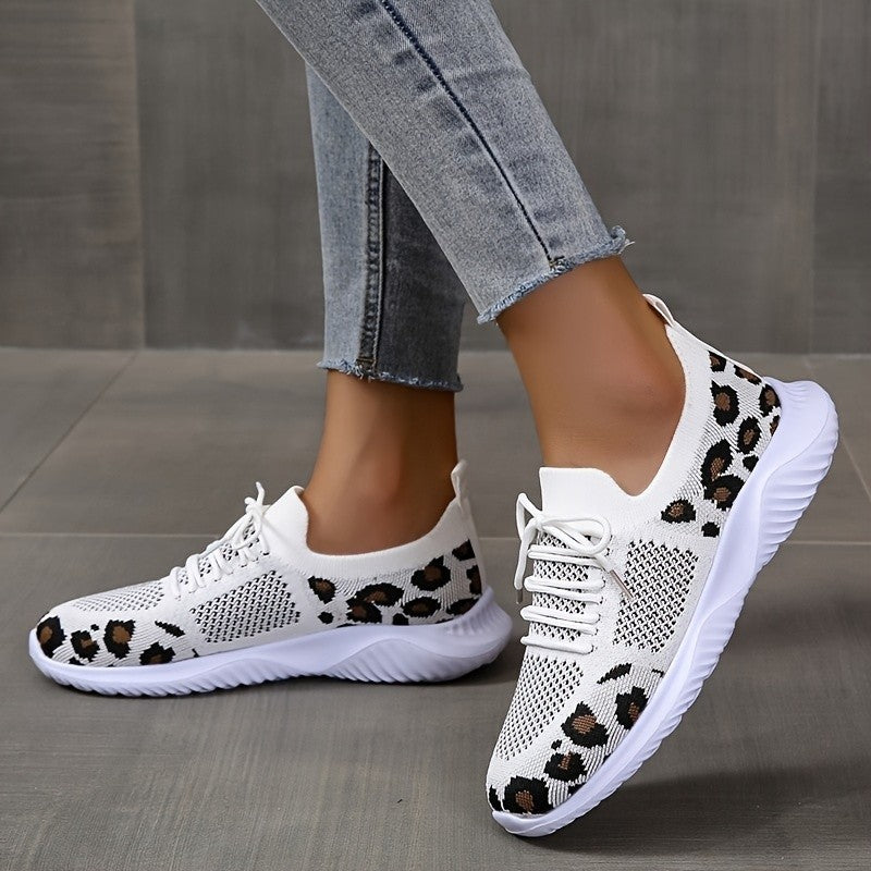 Sandra – Sneakers à Lacets Motif Léopard pour Femmes