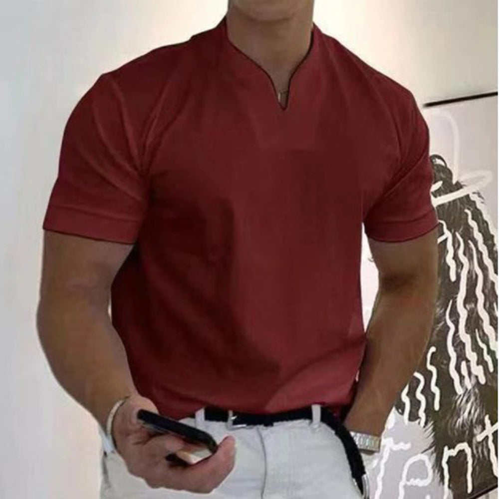 Robin – T-shirt de fitness à manches courtes pour homme en coton extensible avec poche