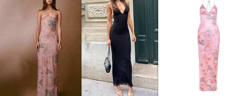 Joy – Robe Sexy Ajustée avec Imprimé Floral et Bretelles Spaghetti
