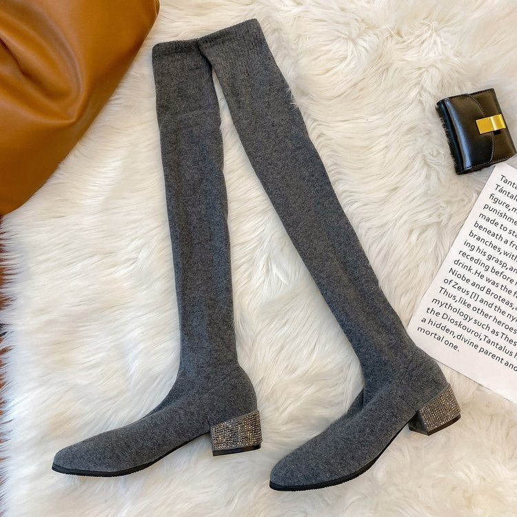 Alice – Chaussettes hautes respirantes avec dentelle et semelle épaisse