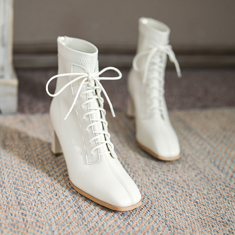 Margaret – Bottines pour femmes à bout carré et talon haut en cuir vegan