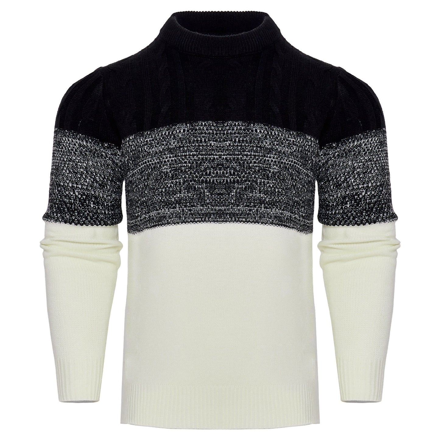 Ashley – Lässiger Farbblock Langarm Pullover mit Kabelstrick