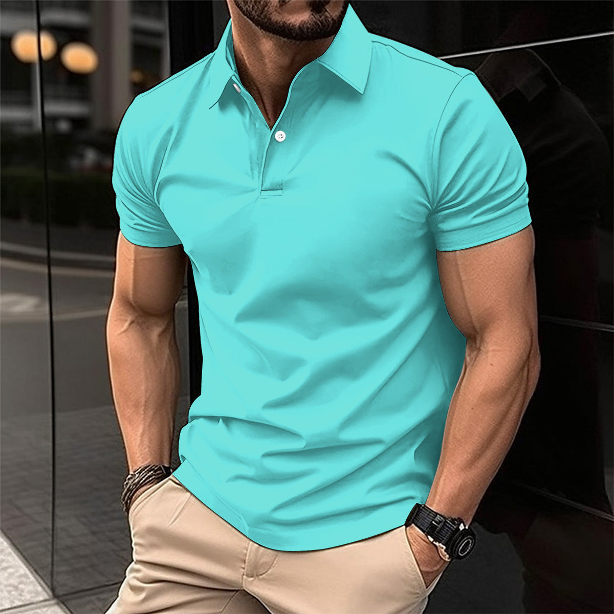 Fred – Polo à Manches Courtes pour Hommes en Couleurs Unies