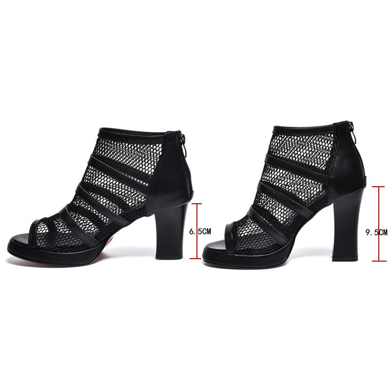 Wendy – Chaussures à Talons Hauts en Mesh avec Gros Talons