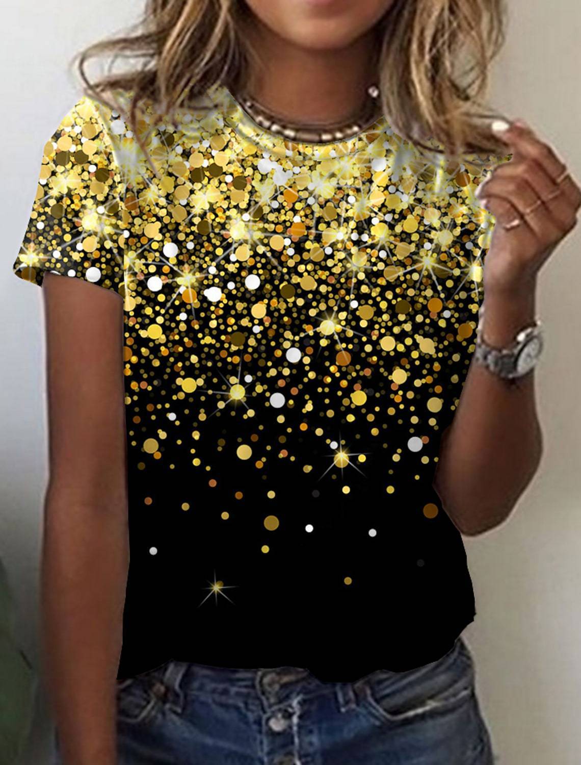 Margaret – T-shirt à Manches Courtes avec Imprimé Rétro Abstrait