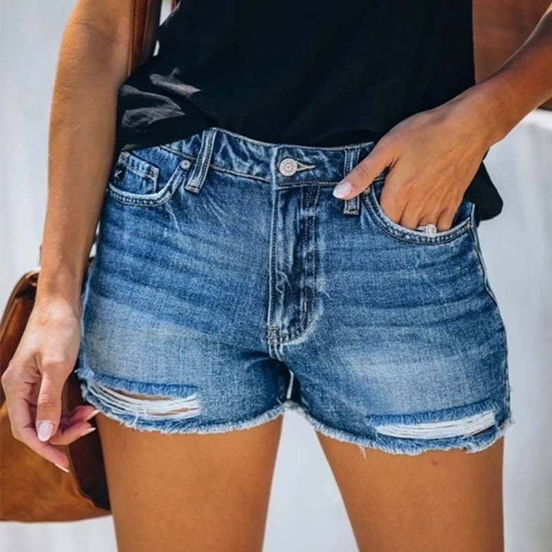 Chelsea – Shorts en denim d'été avec franges pour femmes