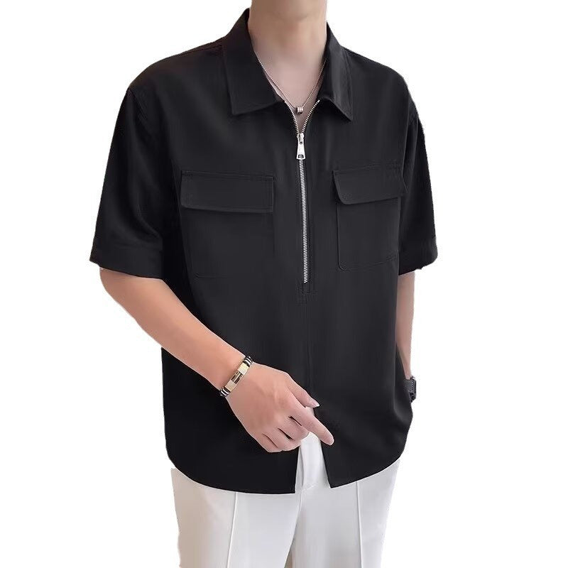 Arthur – Chemise de Travail à Manches Courtes avec Demi-Fermeture Éclair pour Hommes