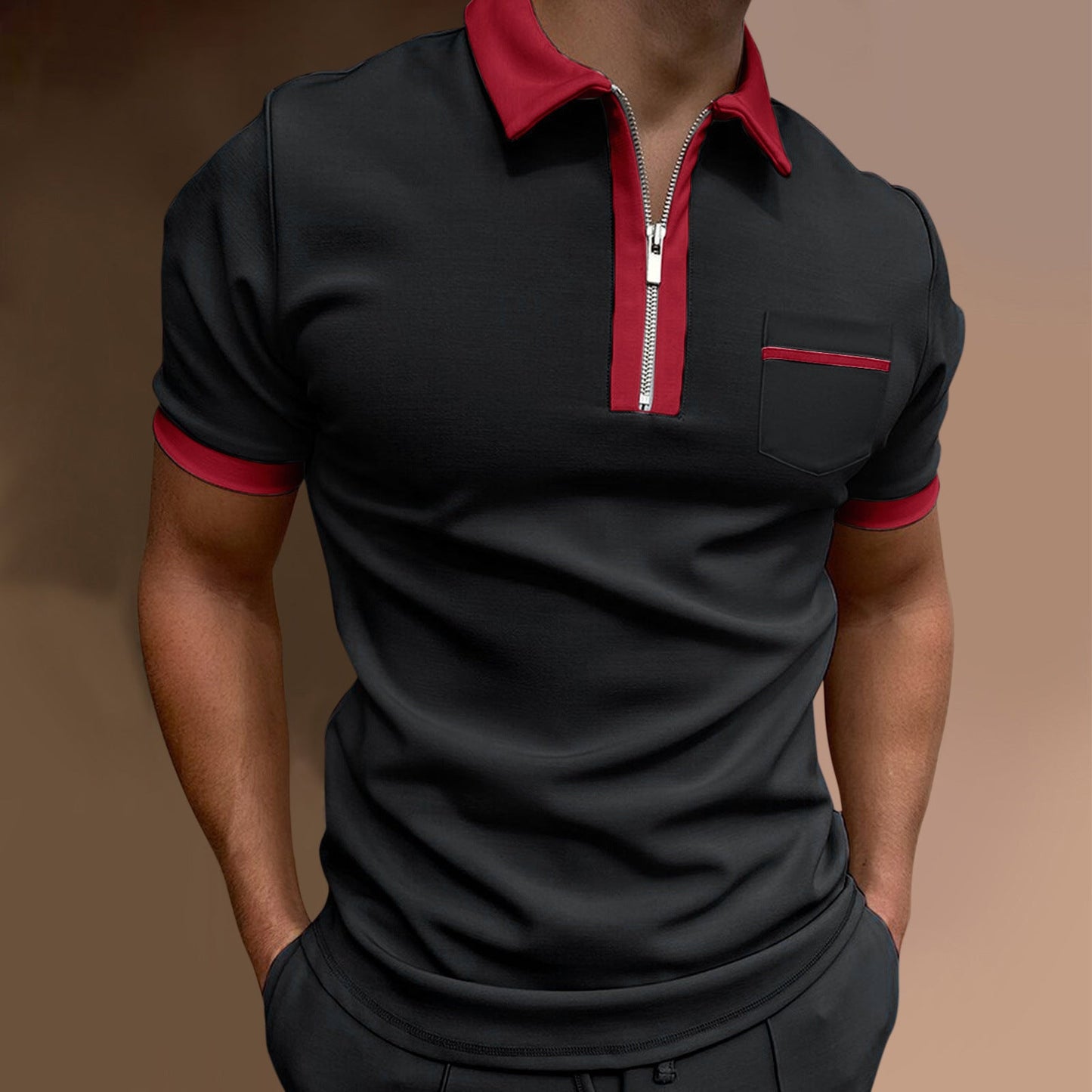 Damon – Polo pour hommes avec col à revers et coupe ajustée