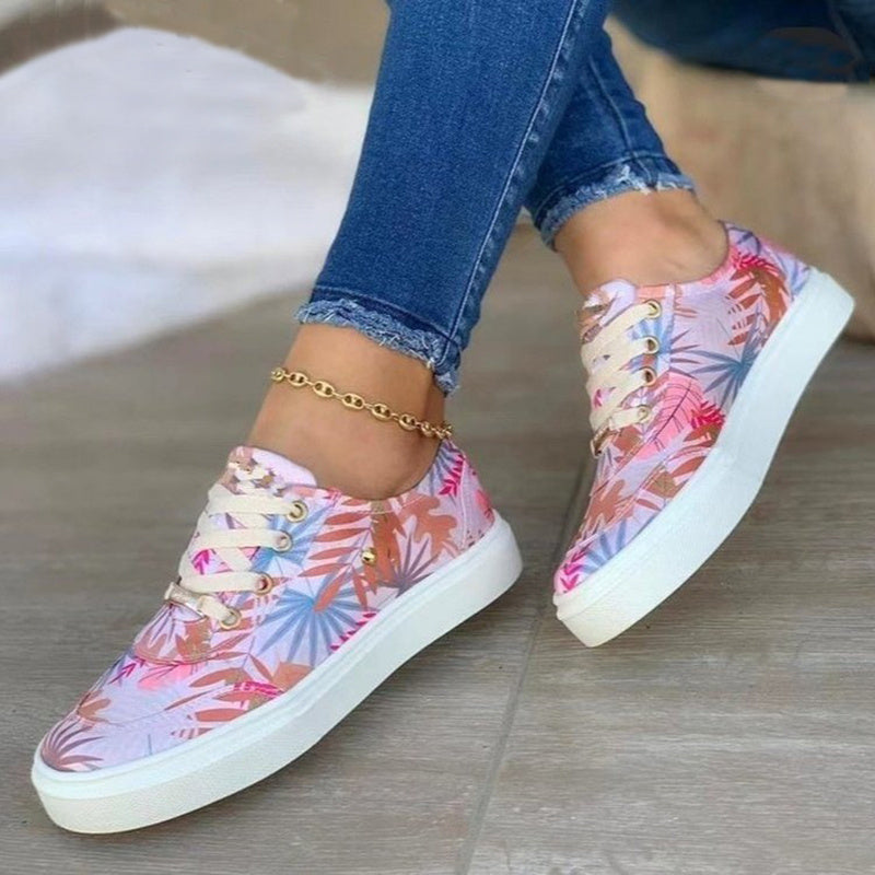 Caroline – Chaussures en Lin pour Femmes avec Imprimé Feuilles