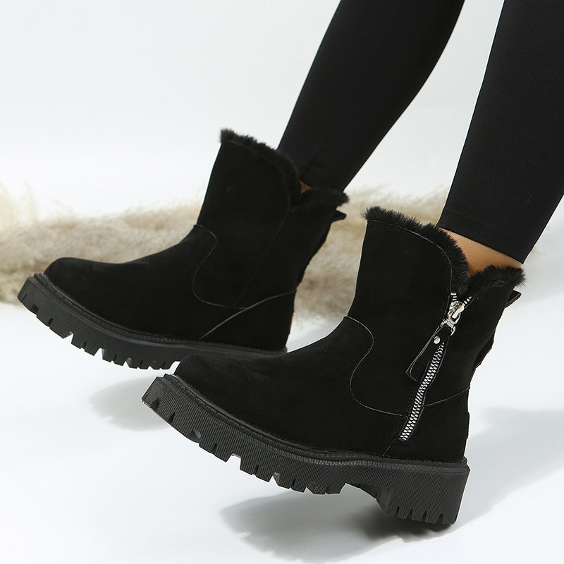 Jennifer – Bottes de Neige en Simili Daim Végan avec Semelle Antidérapante