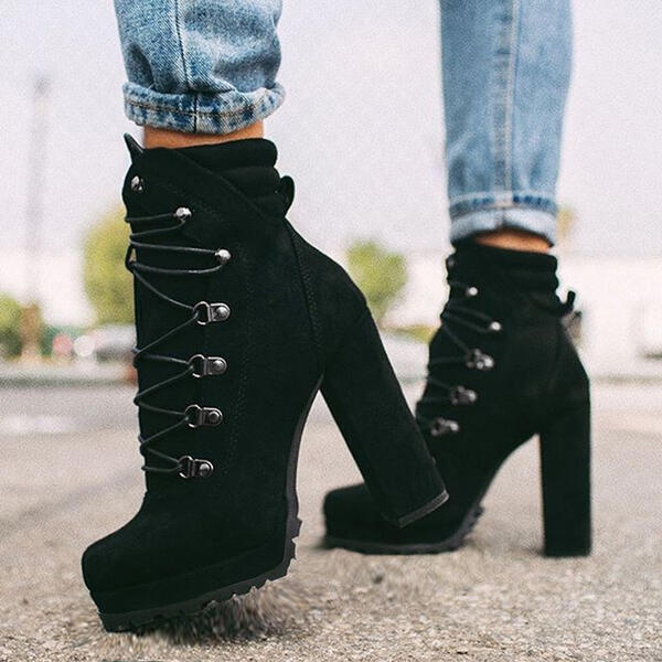 Katie – Bottines Mode avec Bout Rond et Lacets