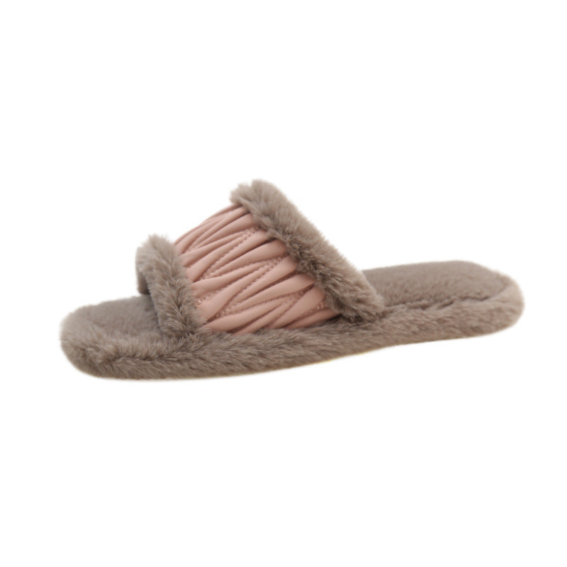 Anna – Chaussons ouverts en coton peluche pour femmes