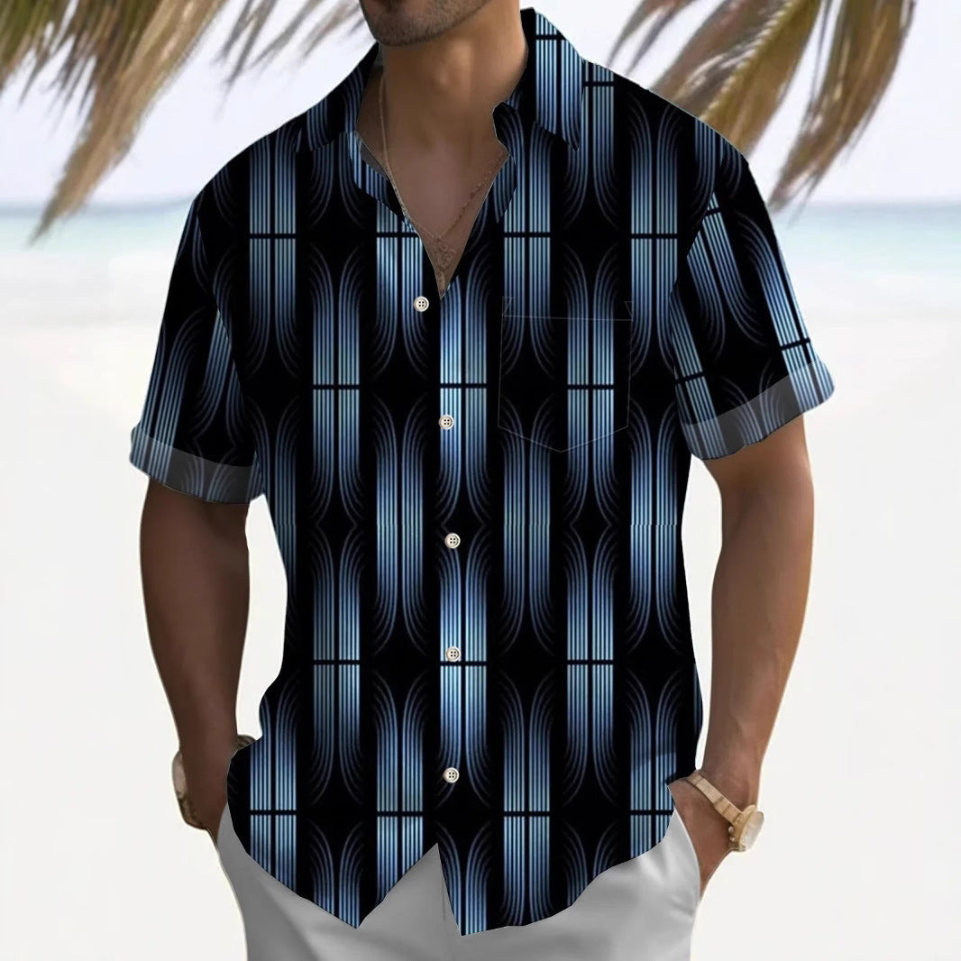 Jason – Cardigan décontracté imprimé pour hommes avec manches courtes pour l'été