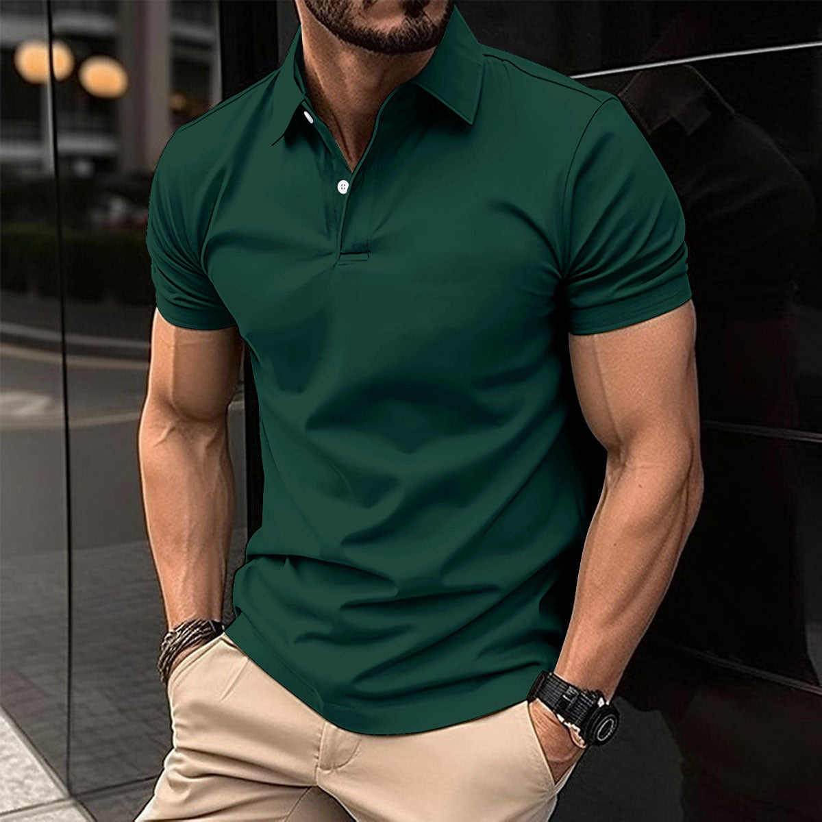 Fred – Polo à Manches Courtes pour Hommes en Couleurs Unies