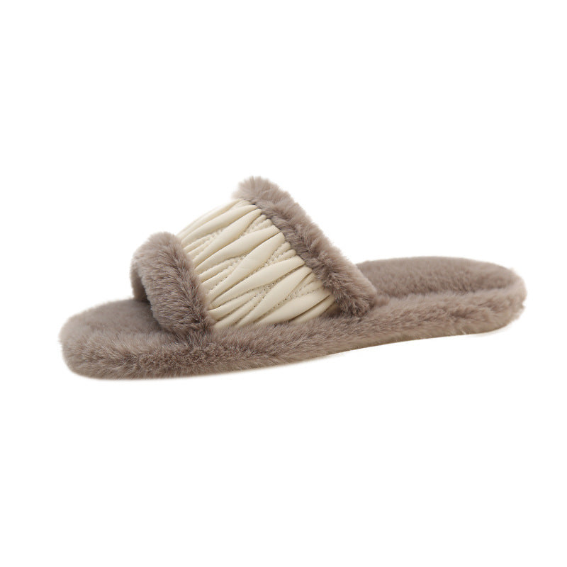 Anna – Chaussons ouverts en coton peluche pour femmes