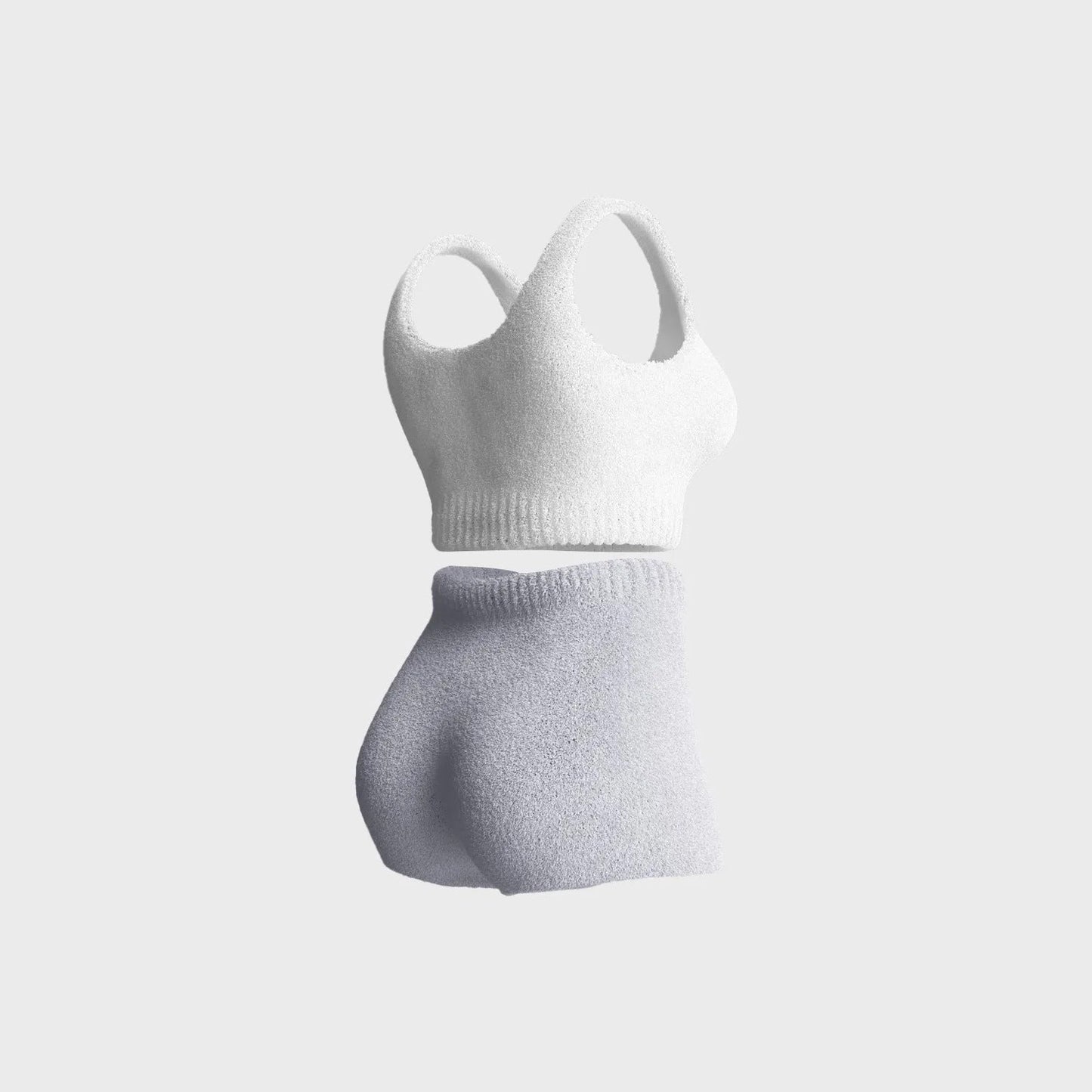 Donna – Ensemble Douillet à Trois Pièces avec Débardeur à Bretelles et Shorts