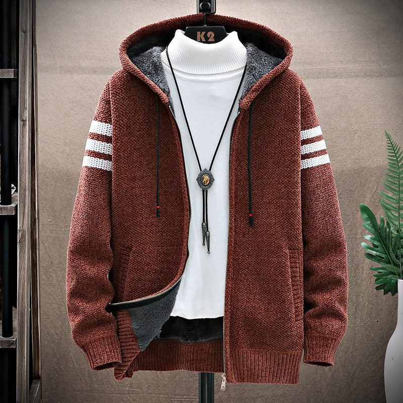 Leslie – Cardigan à Capuche en Velours Épais Taille Plus
