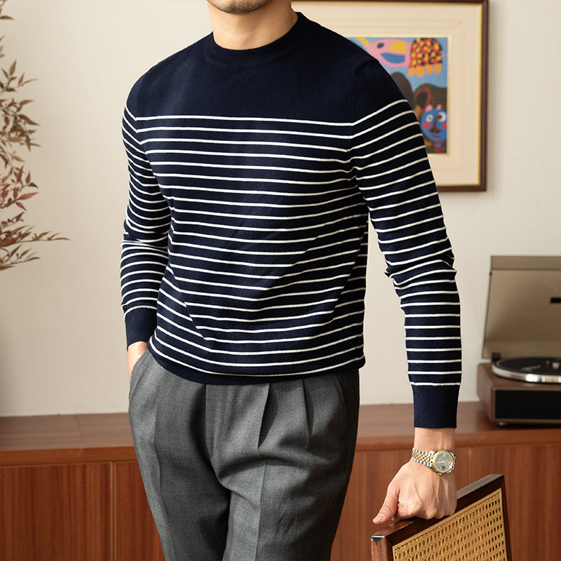 Gilbert – Pull Vintage à Col Rond pour Hommes