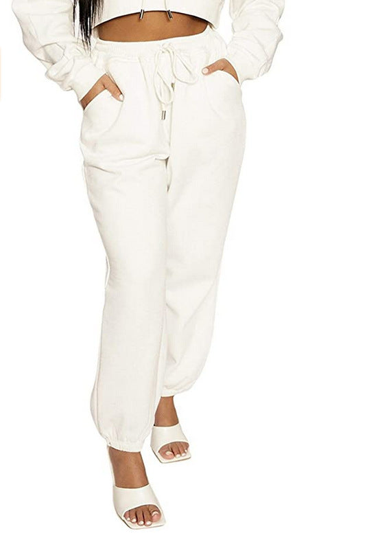 Sandra – Pantalon uni chic à cheville avec ceinture