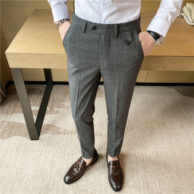 Noel – Elegante schmal geschnittene Herren-Pantalons im britischen Karomuster