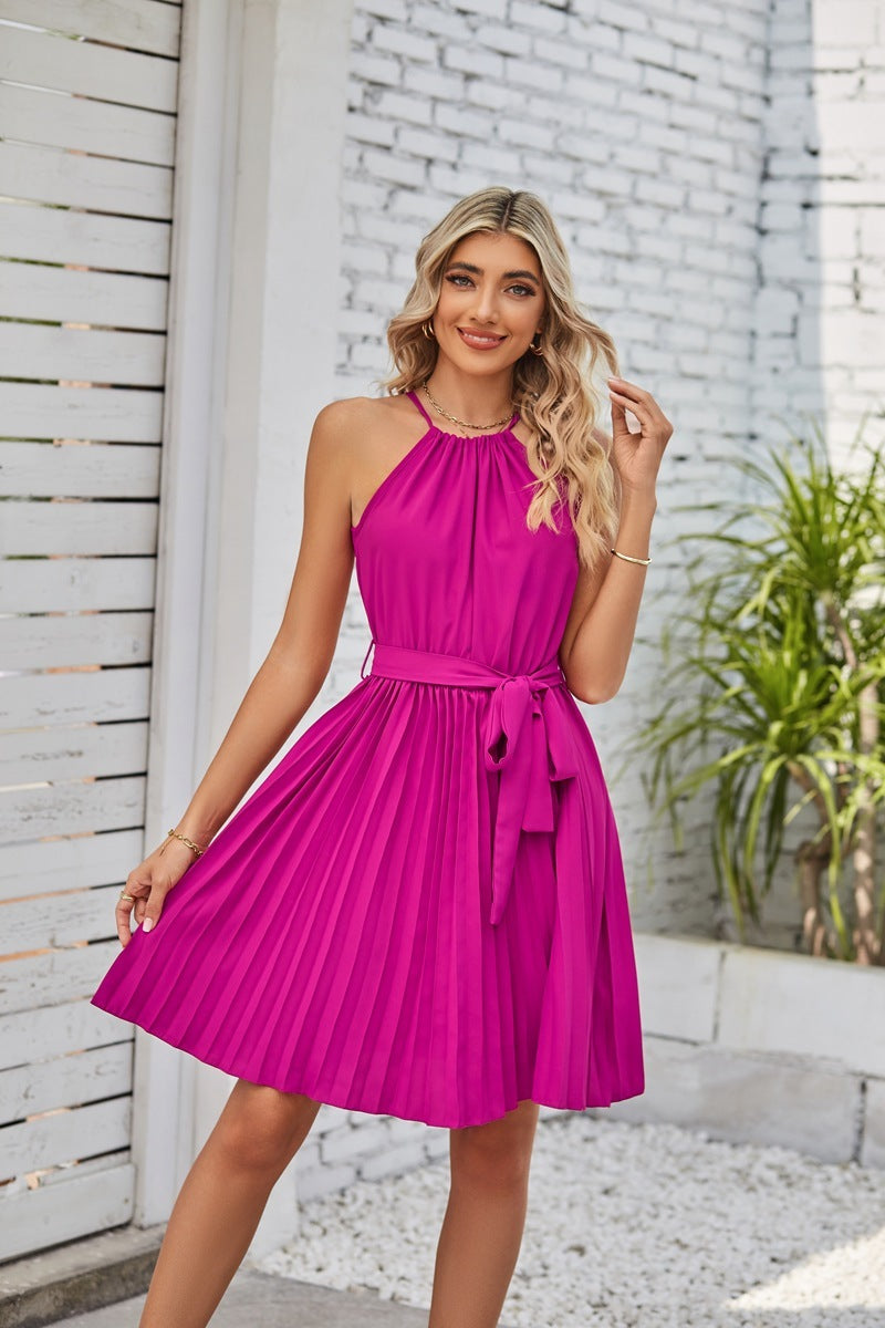 Jennifer – Robe d'été plissée unie sans bretelles