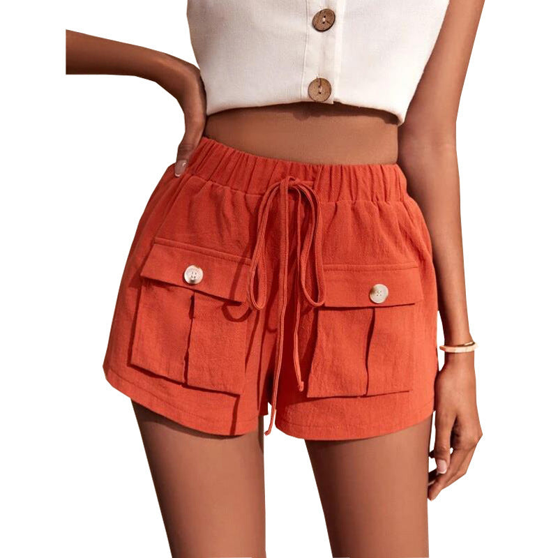 Rose – Shorts Cargo Confortables avec Poche et Cordon Décontracté pour l'Été
