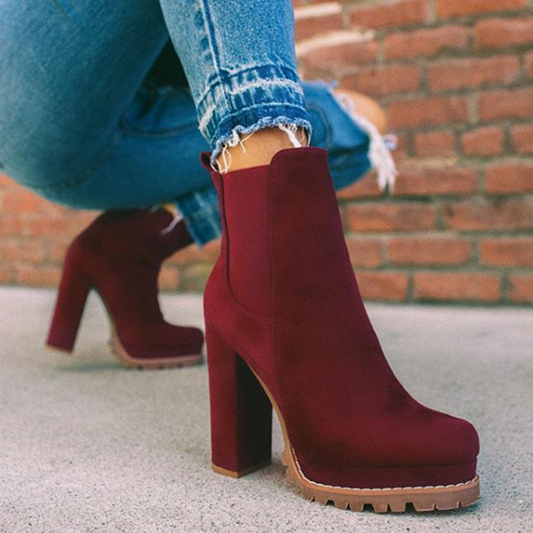 Anne – Bottines à talons blocs épais avec motif léopard pour femmes