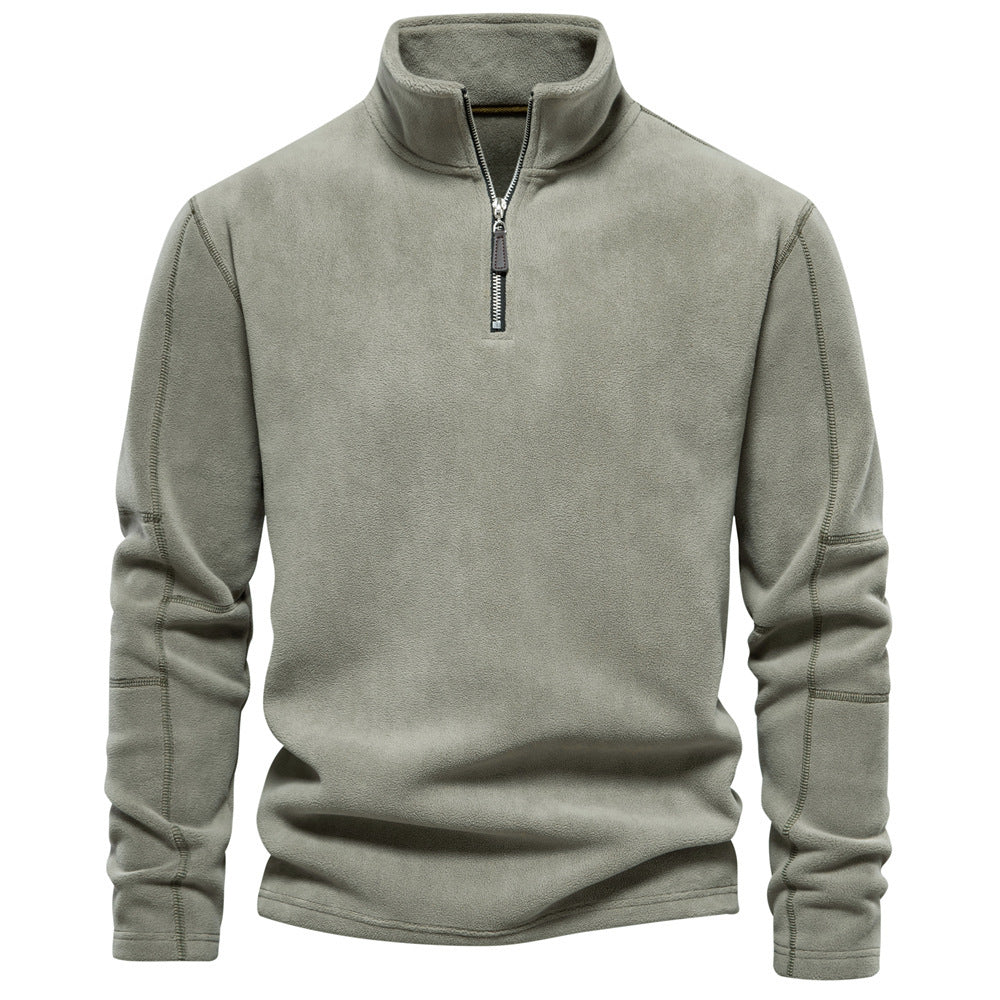 Edward – Stehkragen Zip Sweatshirt mit Fleece, lässiger Pullover