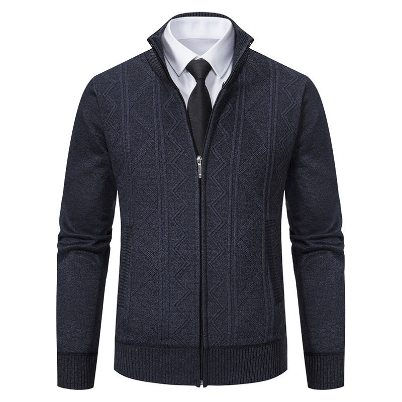 Karl – Cardigan en Laine pour Homme avec Col Montant pour Automne et Hiver