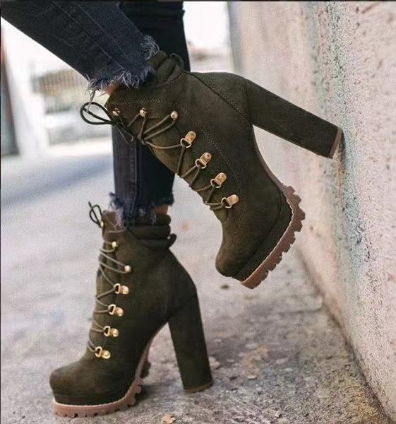 Katie – Bottines Mode avec Bout Rond et Lacets