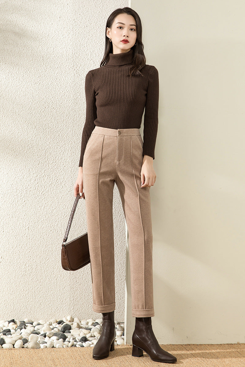 Hannah – Pantalon décontracté droit à taille haute pour l'automne et l'hiver