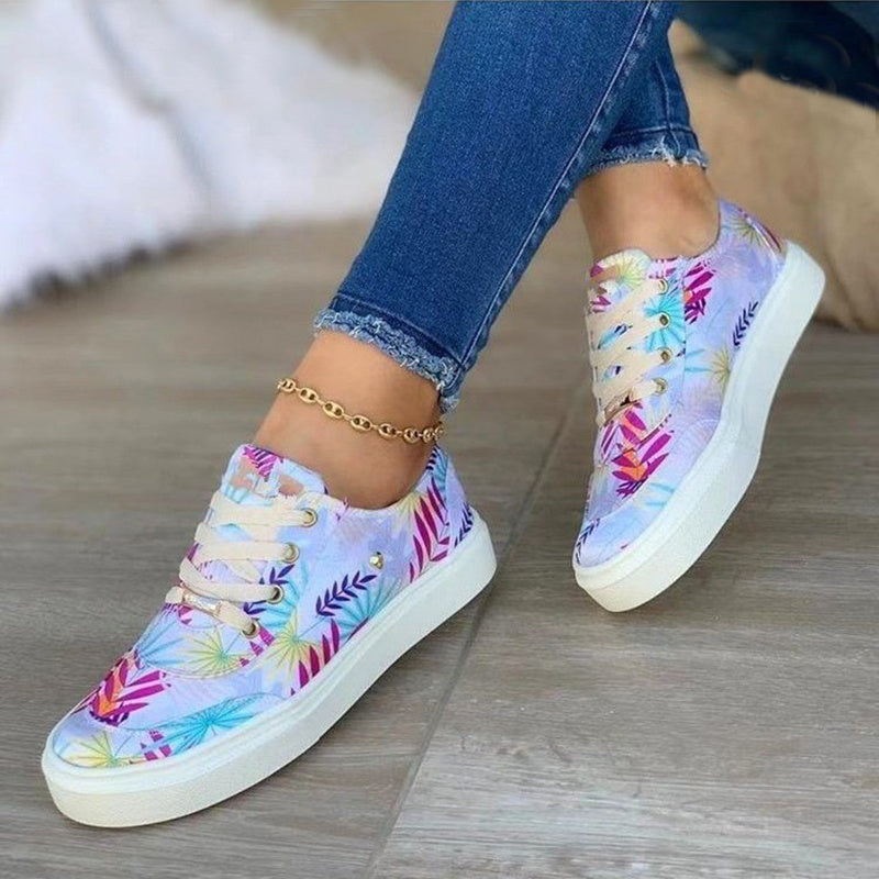 Caroline – Chaussures en Lin pour Femmes avec Imprimé Feuilles