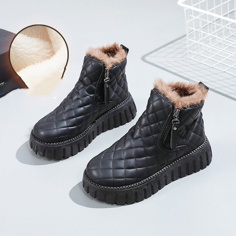 Megan – Bottines à plateforme à motif carreaux avec fermeture éclair latérale