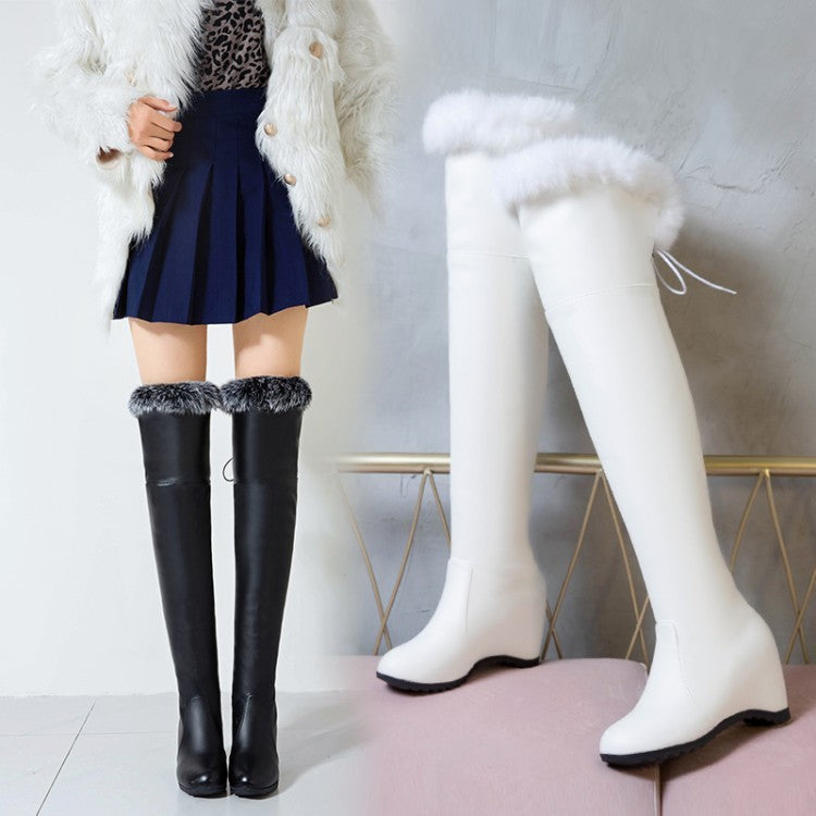 Elizabeth – Bottes hautes avec talon compensé et fourrure synthétique