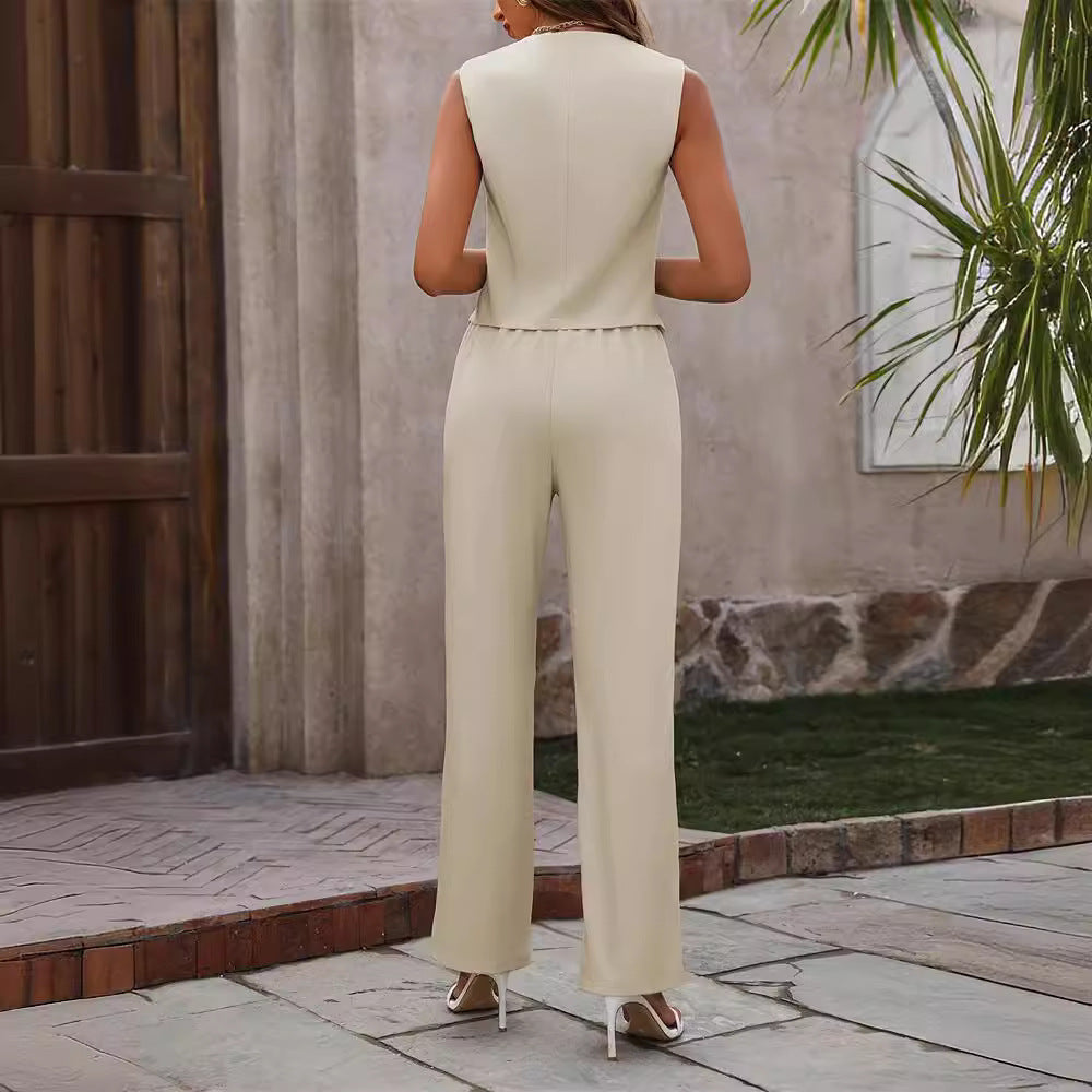 Grace – Costumes d'été à boutons et pantalons droits pour femmes