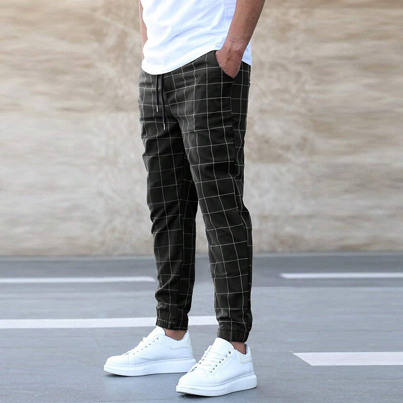 William – Pantalon Décontracté à Carreaux pour Homme avec Cordon