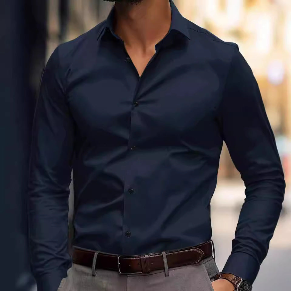 Dominic – Chemise d'affaires avec revers et design uni