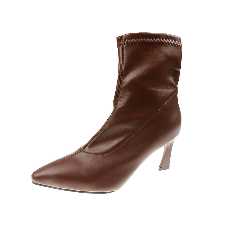 Lisa – Bottes à Talons Épais en Cuir Vegan