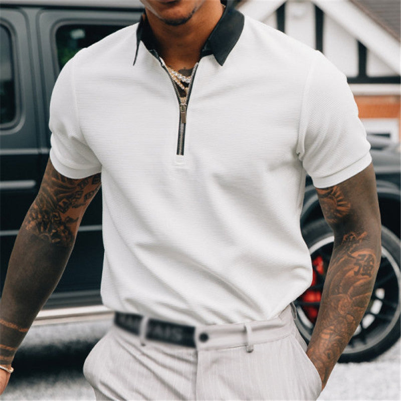 Carl – Polo Homme en Blanc Pur à Manches Courtes