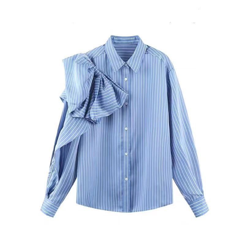 Jessica – Blouse Rayée avec Nœud