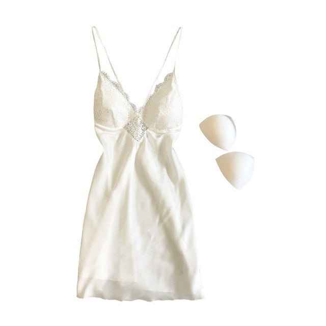 Alice – Pyjama en satin avec dentelle pour femmes