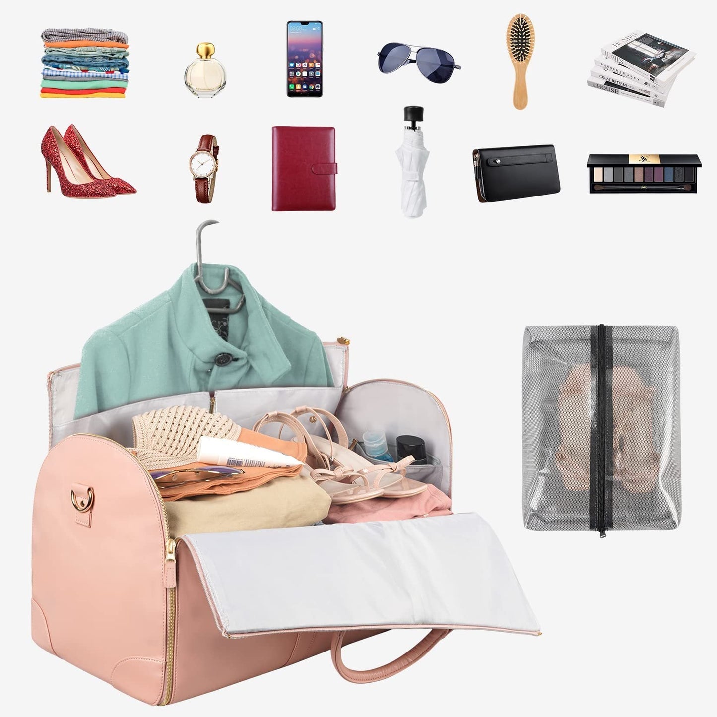 Emma – Grande Capacité Sac de Voyage Duffle pour Femmes, Sac à Costume Pliable, Imperméable