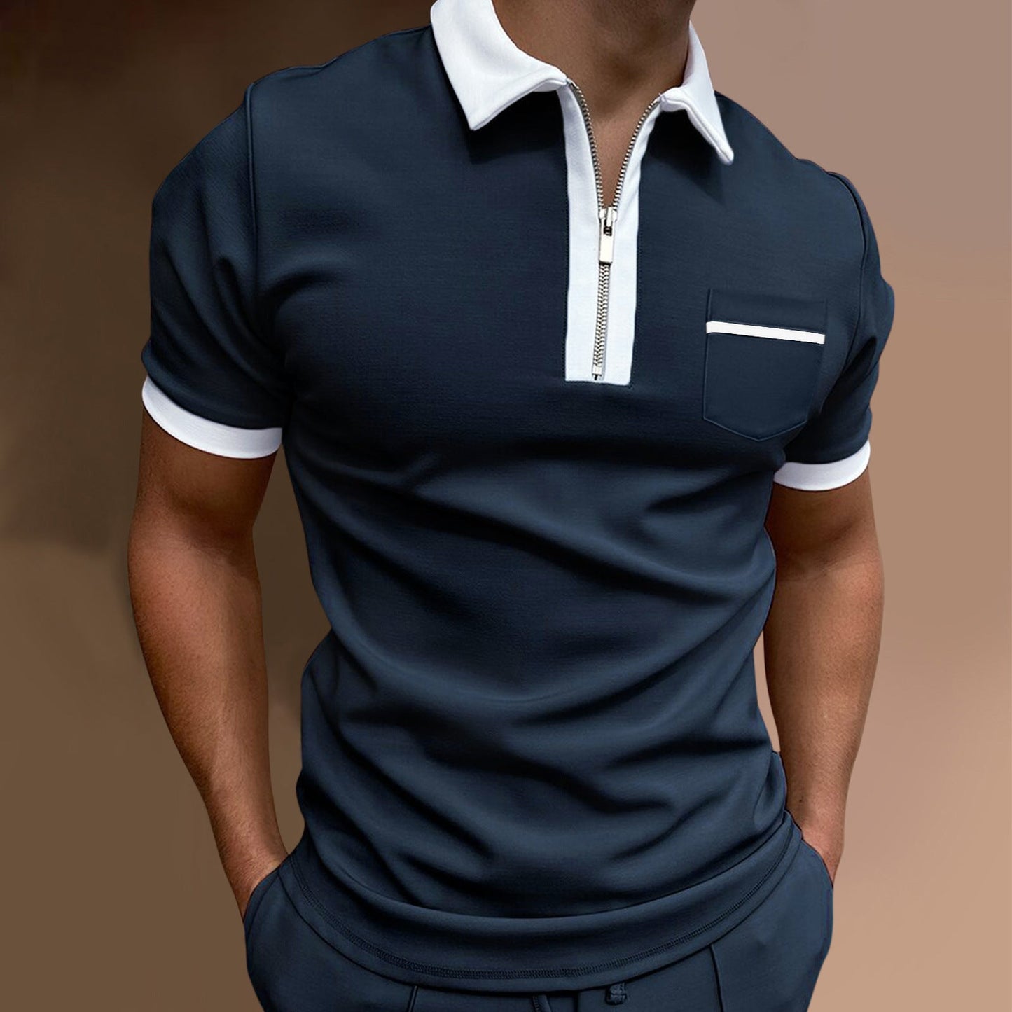 Damon – Polo pour hommes avec col à revers et coupe ajustée